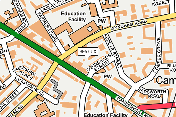 SE5 0UX map - OS OpenMap – Local (Ordnance Survey)