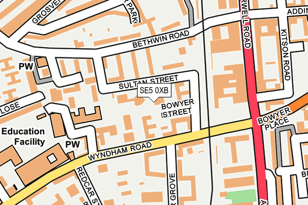 SE5 0XB map - OS OpenMap – Local (Ordnance Survey)