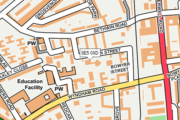 SE5 0XD map - OS OpenMap – Local (Ordnance Survey)