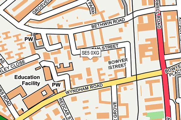 SE5 0XG map - OS OpenMap – Local (Ordnance Survey)