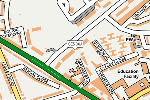 SE5 0XJ map - OS OpenMap – Local (Ordnance Survey)