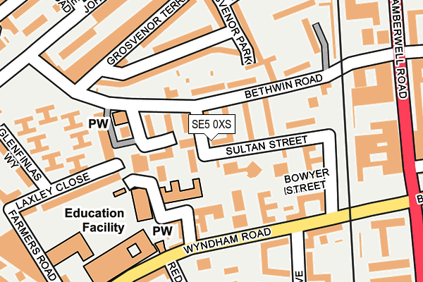 SE5 0XS map - OS OpenMap – Local (Ordnance Survey)