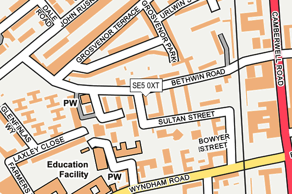 SE5 0XT map - OS OpenMap – Local (Ordnance Survey)