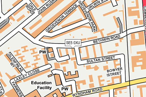 SE5 0XU map - OS OpenMap – Local (Ordnance Survey)