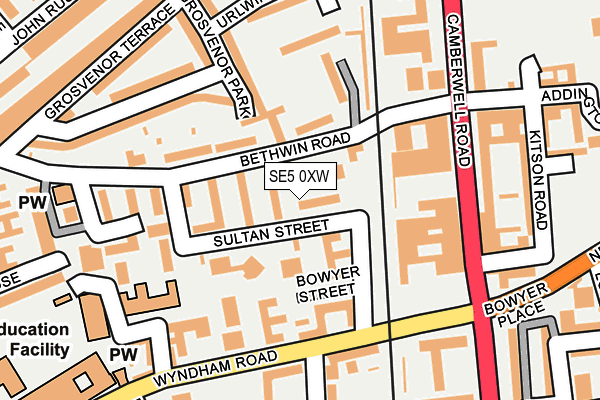 SE5 0XW map - OS OpenMap – Local (Ordnance Survey)