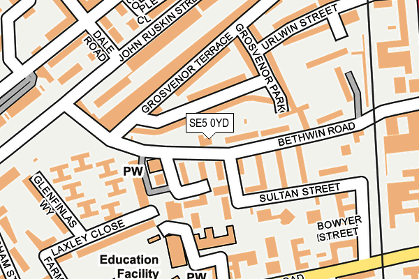 SE5 0YD map - OS OpenMap – Local (Ordnance Survey)