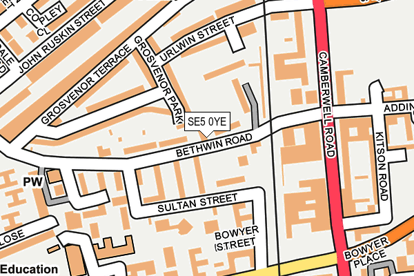 SE5 0YE map - OS OpenMap – Local (Ordnance Survey)