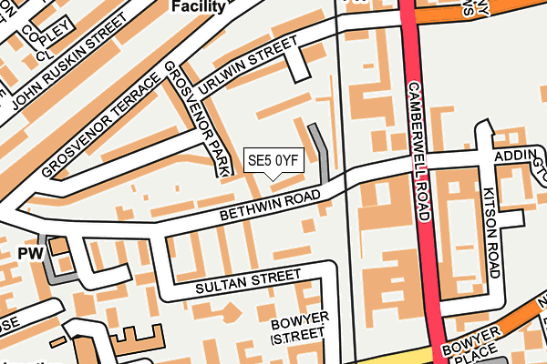 SE5 0YF map - OS OpenMap – Local (Ordnance Survey)