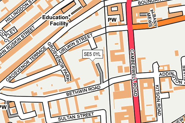 SE5 0YL map - OS OpenMap – Local (Ordnance Survey)