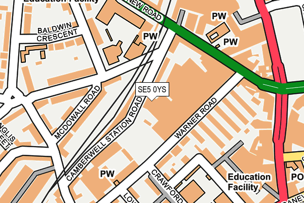 SE5 0YS map - OS OpenMap – Local (Ordnance Survey)