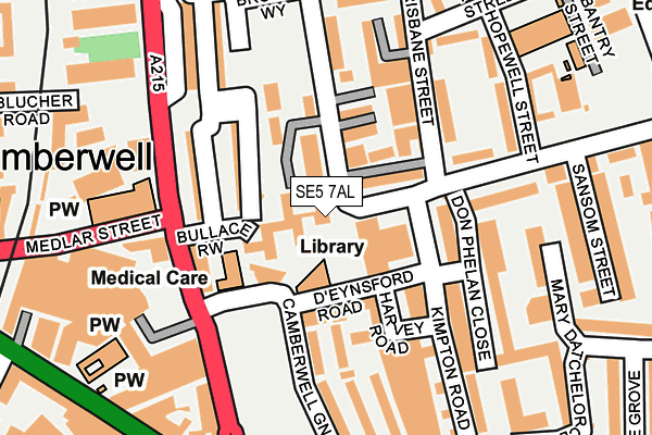 SE5 7AL map - OS OpenMap – Local (Ordnance Survey)