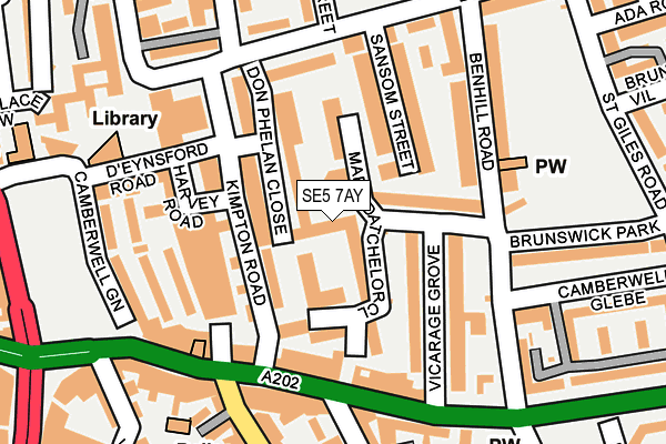 SE5 7AY map - OS OpenMap – Local (Ordnance Survey)