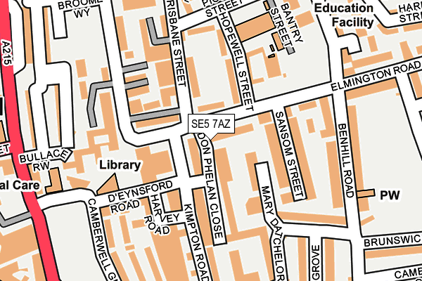 SE5 7AZ map - OS OpenMap – Local (Ordnance Survey)