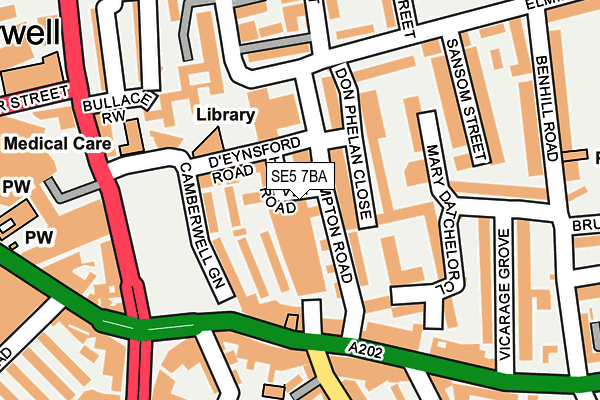 SE5 7BA map - OS OpenMap – Local (Ordnance Survey)