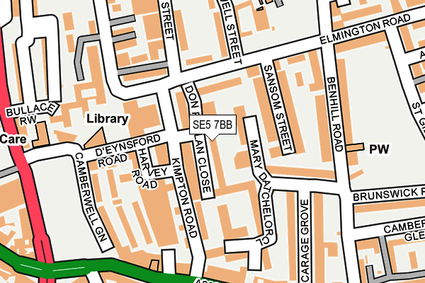 SE5 7BB map - OS OpenMap – Local (Ordnance Survey)