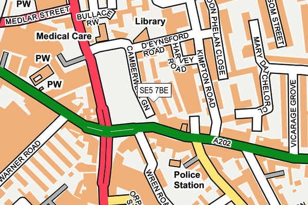 SE5 7BE map - OS OpenMap – Local (Ordnance Survey)