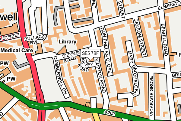 SE5 7BF map - OS OpenMap – Local (Ordnance Survey)