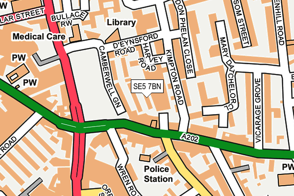 SE5 7BN map - OS OpenMap – Local (Ordnance Survey)