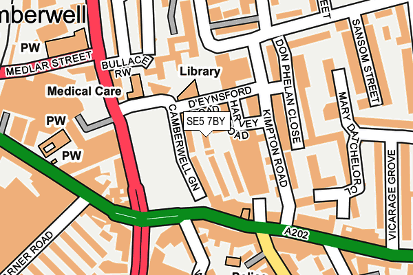 SE5 7BY map - OS OpenMap – Local (Ordnance Survey)