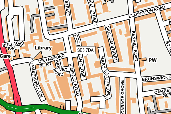 SE5 7DA map - OS OpenMap – Local (Ordnance Survey)