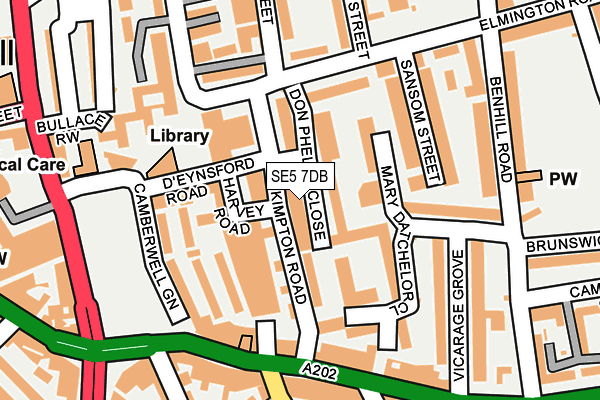 SE5 7DB map - OS OpenMap – Local (Ordnance Survey)