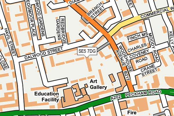 SE5 7DG map - OS OpenMap – Local (Ordnance Survey)