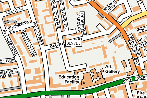 SE5 7DL map - OS OpenMap – Local (Ordnance Survey)