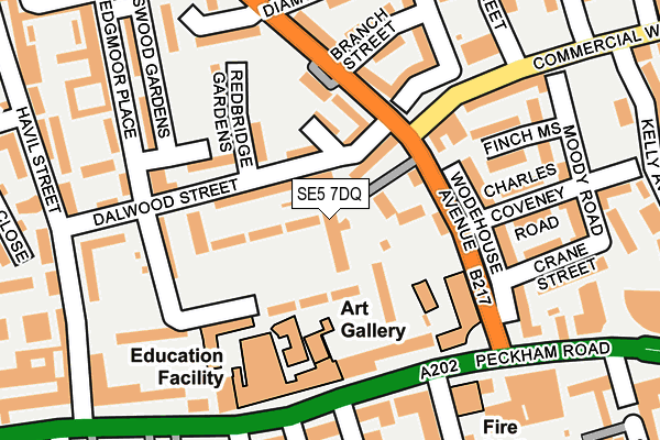 SE5 7DQ map - OS OpenMap – Local (Ordnance Survey)