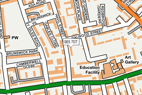 SE5 7DT map - OS OpenMap – Local (Ordnance Survey)