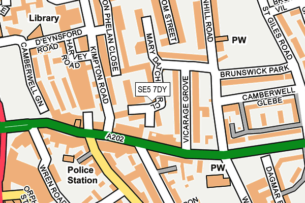 SE5 7DY map - OS OpenMap – Local (Ordnance Survey)