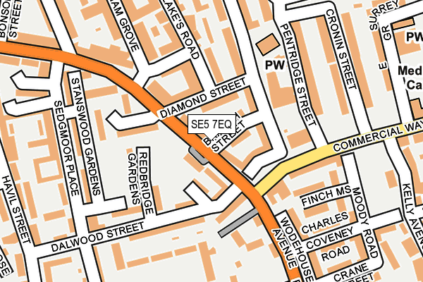 SE5 7EQ map - OS OpenMap – Local (Ordnance Survey)