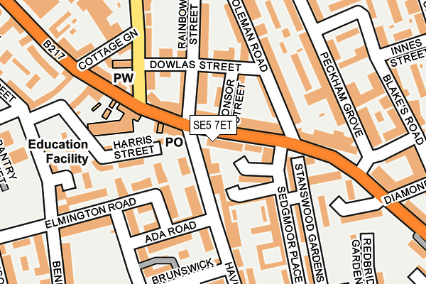 SE5 7ET map - OS OpenMap – Local (Ordnance Survey)