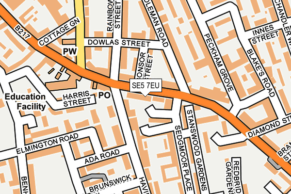 SE5 7EU map - OS OpenMap – Local (Ordnance Survey)