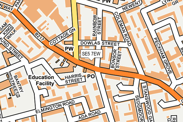 SE5 7EW map - OS OpenMap – Local (Ordnance Survey)