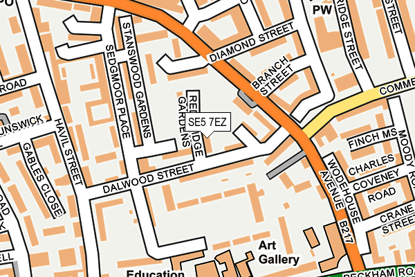 SE5 7EZ map - OS OpenMap – Local (Ordnance Survey)