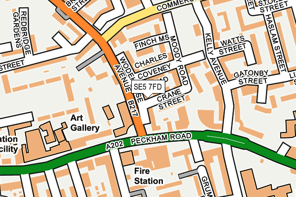 SE5 7FD map - OS OpenMap – Local (Ordnance Survey)