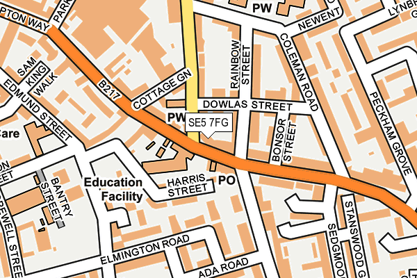 SE5 7FG map - OS OpenMap – Local (Ordnance Survey)