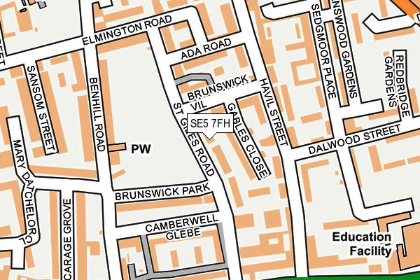 SE5 7FH map - OS OpenMap – Local (Ordnance Survey)