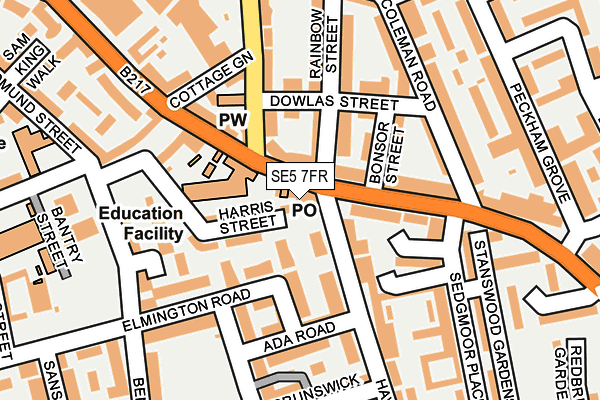 SE5 7FR map - OS OpenMap – Local (Ordnance Survey)