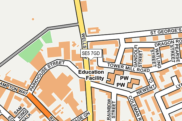 SE5 7GD map - OS OpenMap – Local (Ordnance Survey)