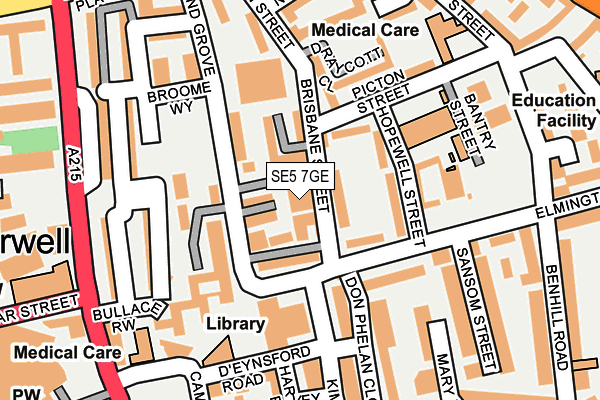 SE5 7GE map - OS OpenMap – Local (Ordnance Survey)