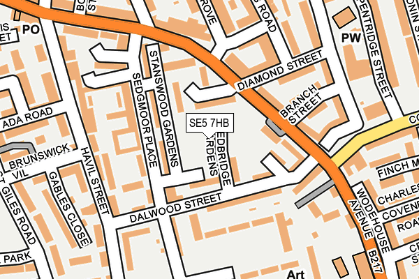 SE5 7HB map - OS OpenMap – Local (Ordnance Survey)