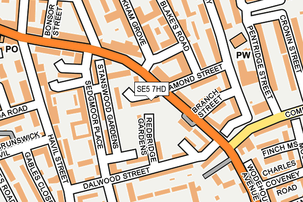 SE5 7HD map - OS OpenMap – Local (Ordnance Survey)