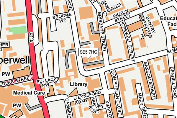SE5 7HG map - OS OpenMap – Local (Ordnance Survey)