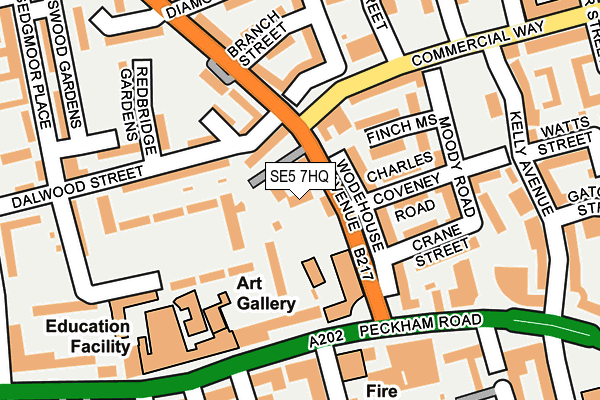 SE5 7HQ map - OS OpenMap – Local (Ordnance Survey)
