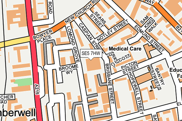 SE5 7HW map - OS OpenMap – Local (Ordnance Survey)
