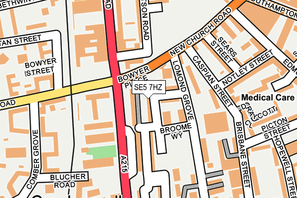 SE5 7HZ map - OS OpenMap – Local (Ordnance Survey)