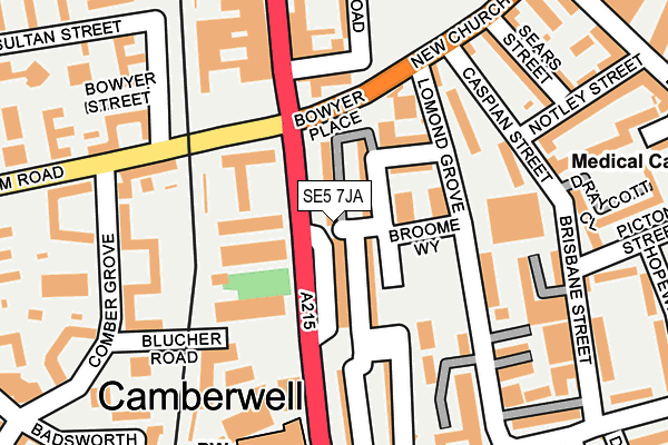 SE5 7JA map - OS OpenMap – Local (Ordnance Survey)