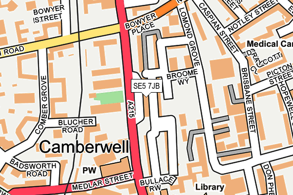 SE5 7JB map - OS OpenMap – Local (Ordnance Survey)