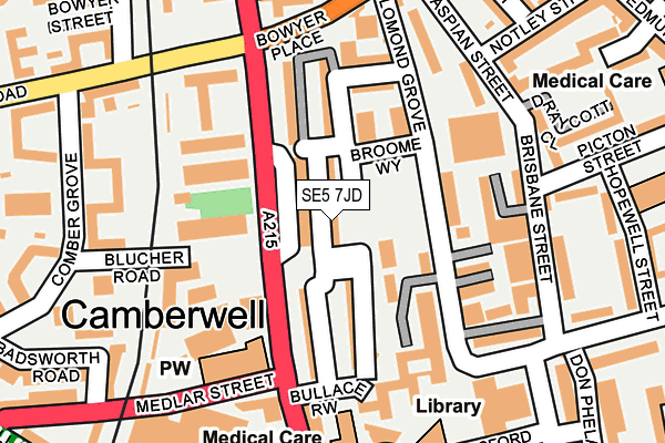 SE5 7JD map - OS OpenMap – Local (Ordnance Survey)